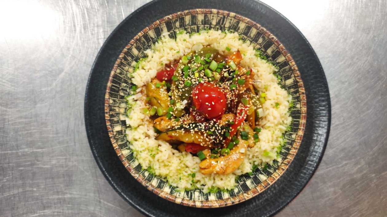 Chicken Pan with Vegetables and Basmati Rice