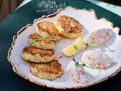 Potato Pancakes with Salmon and Cream Cheese