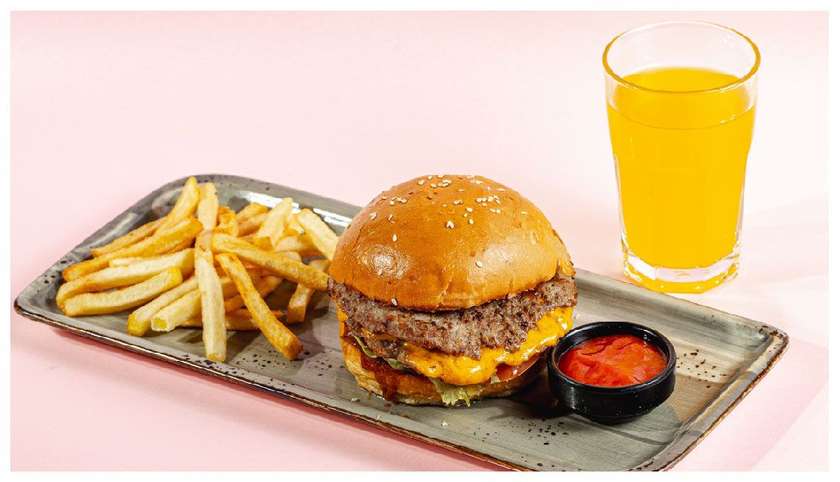 Burger ət Double, Kartof və Sərin içki