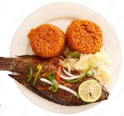 Jollof Rice with Grilled Tilapia