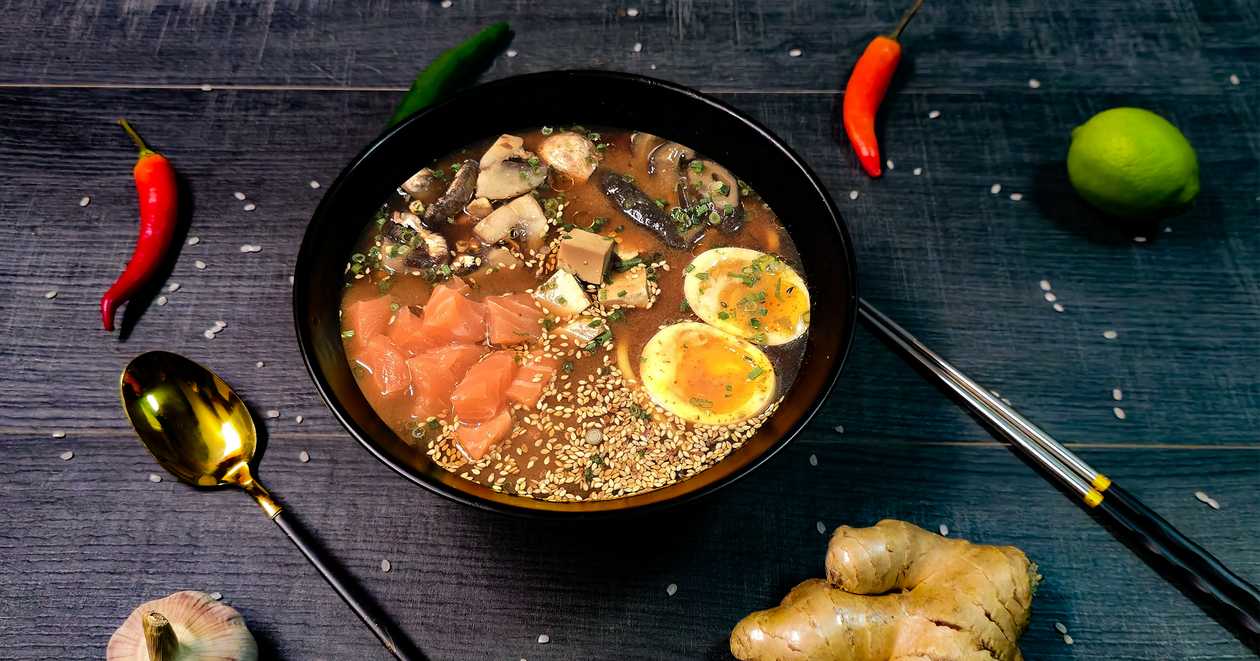 Miso ramen with salmon