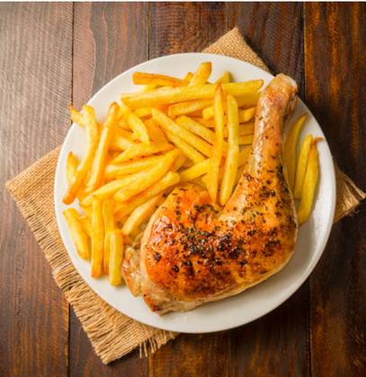 Chicken with Ugali, Rice, Chips, Pilau, or Chapati