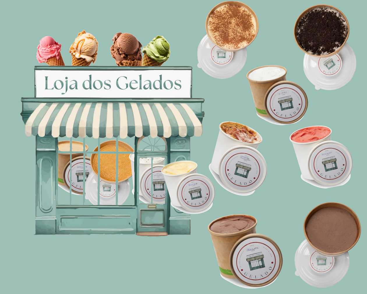 🎁Menu para 2! Escolha 2 Gelados
