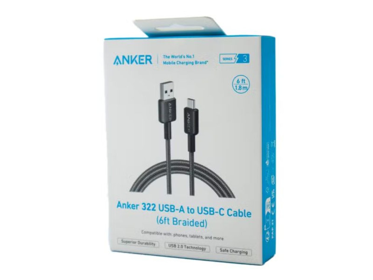 Anker 322 Usb-A To Usb-C Cable A81H6H11 (6Ft Braided) - Blac - 194644115593