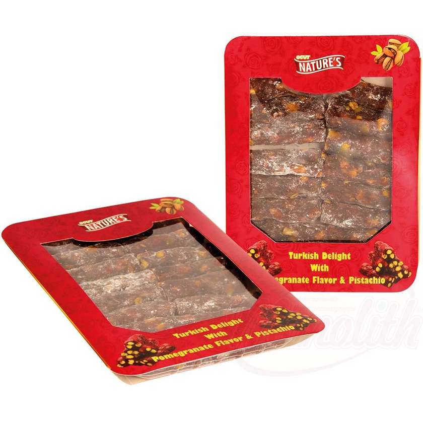 Λουκούμια "Ogut" Με Γεύση Ρόδι Και Φιστίκια Αιγίνης 300g (box 24)