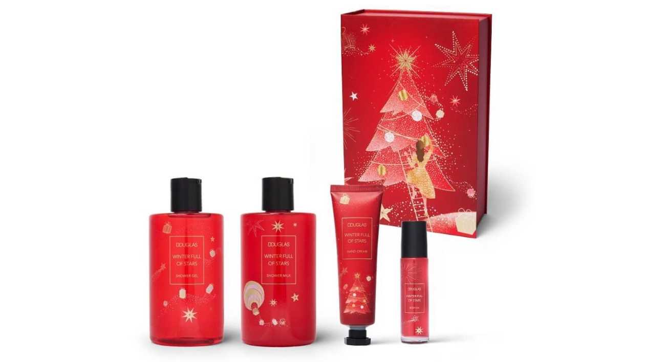DOUGLAS  WINTER SET : SHOWER GEL 300 ML , SHOWER MILK 300 ML , HAND CREAM 60 ML, BODY OIL 10 ML 8713