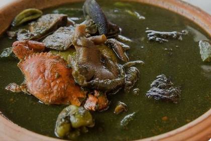 Green soup with Protein and Side of choice