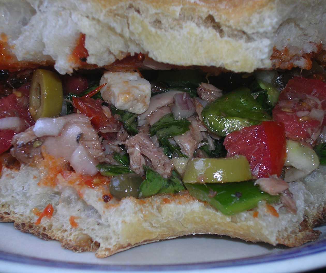 Traditional Tuna Ftira with Gbejna (Maltese peppered cheese)