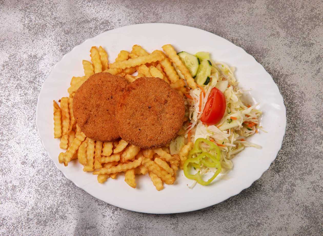 Fried camembert with ham