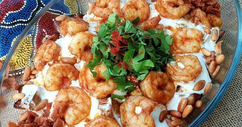 Fatteh with Shrimp