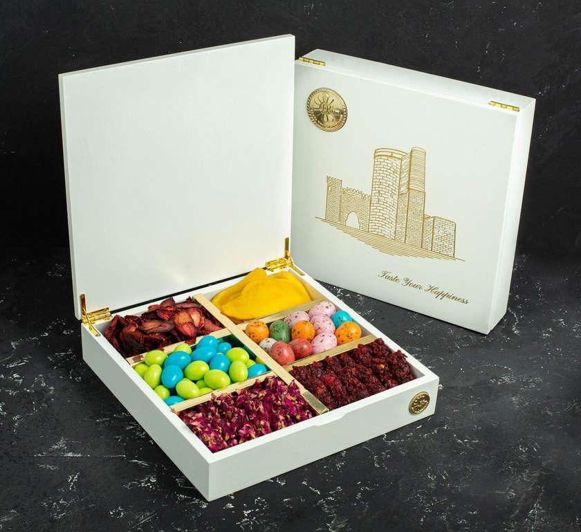 Qız Qalası Ağ Hədiyyəlik Taxta Qutu / The Maiden Tower White Wooden Gift Box