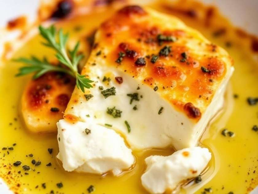 Feta saganaki la cuptor