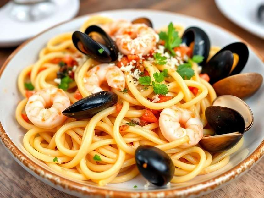 Tagliatelle cu fructe de mare