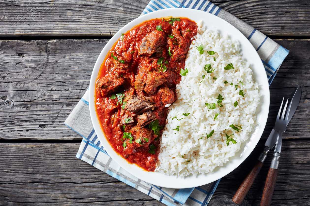 Goat Stew with Plain Rice