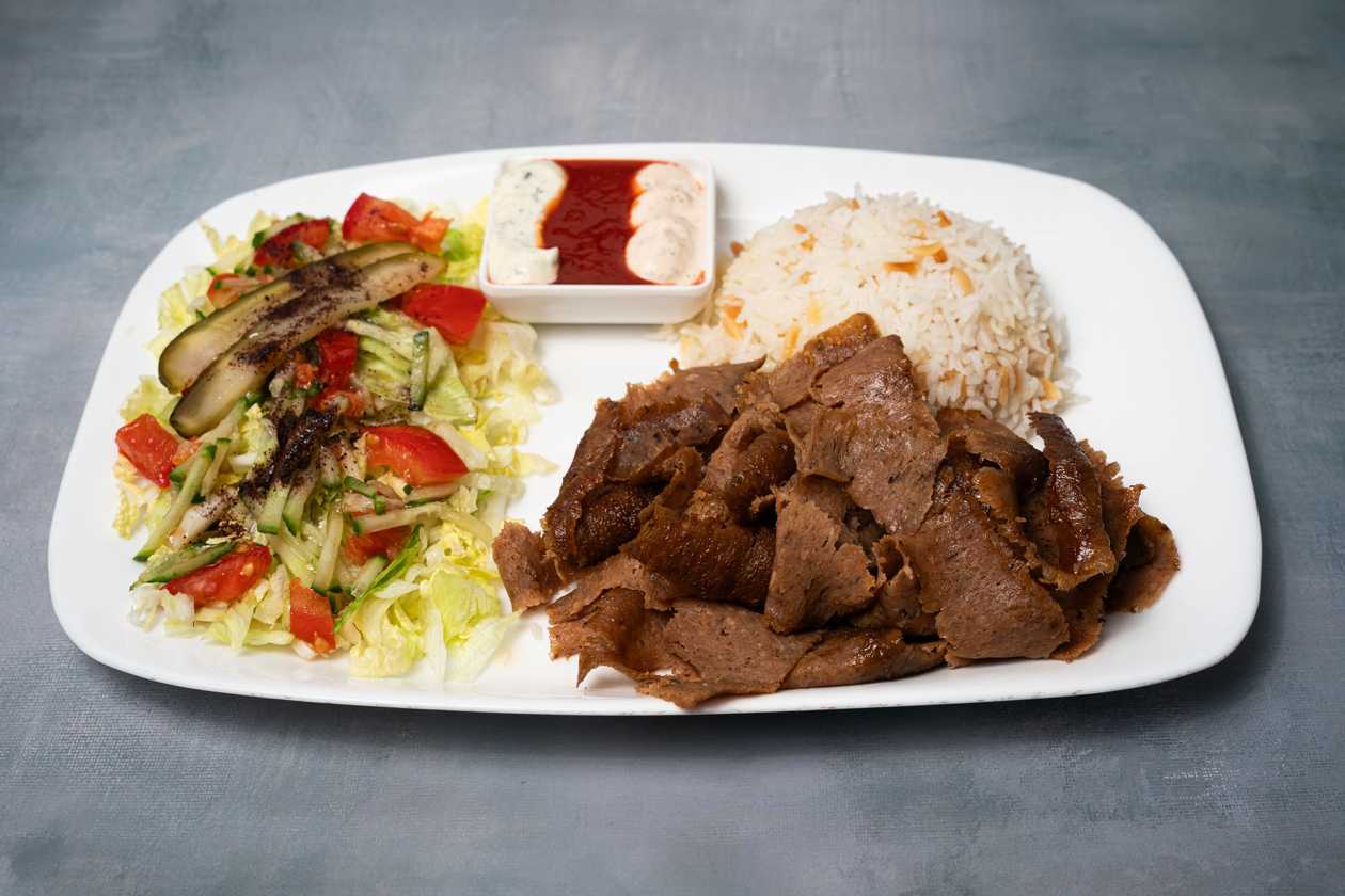 Kebab on a Plate with Rice