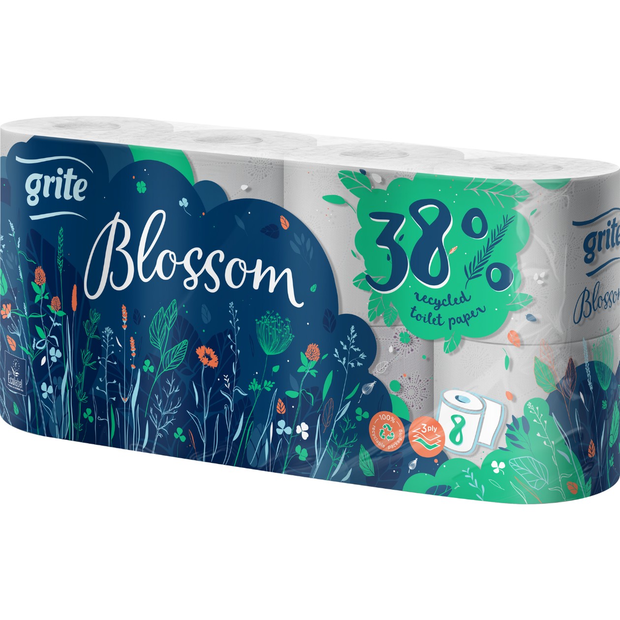 Toilet Paper GRITE BLOSSOM (3 Ply), 8pcs