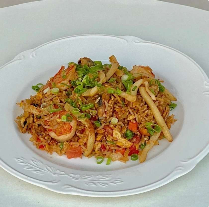 Рис з креветками і устричним соусом