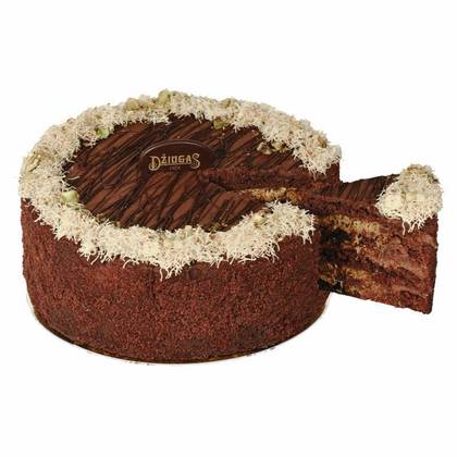 A slice of Dubai cake with Džiugas cheese