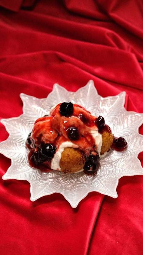 Romanian Cheese Doughnuts with Sour Cherry Jam