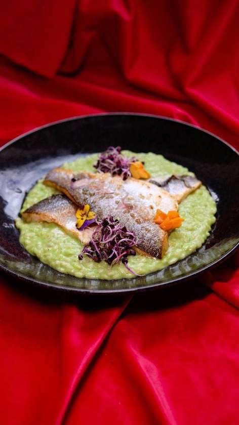 Sea Bass Fillet with Green Risotto