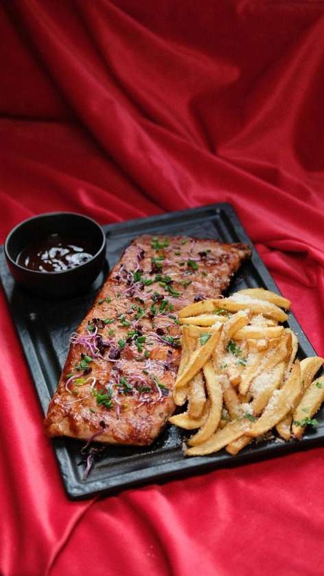 BBQ Pork Ribs with French Fries