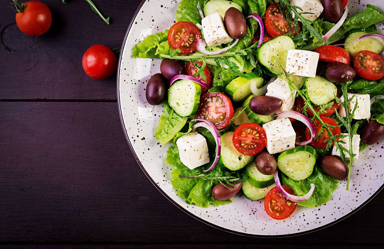 Greek Salad with Balkan Cheese and Olives