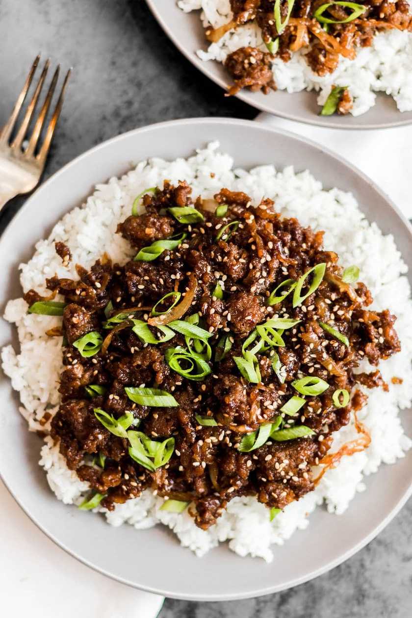 Vegan Bulgogi Beef served with rice