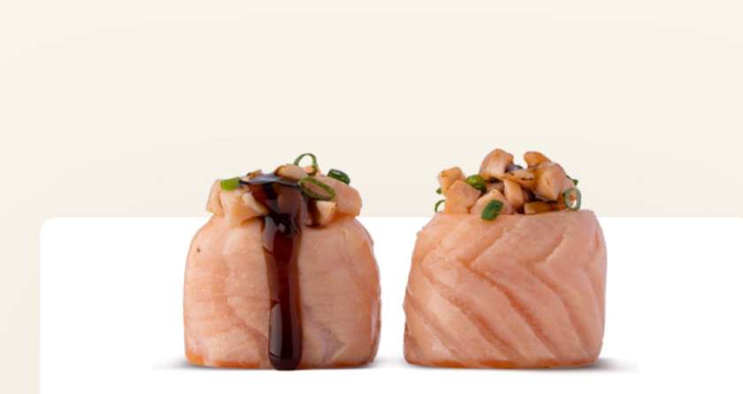 Gunkan salmão braseado 8 peças