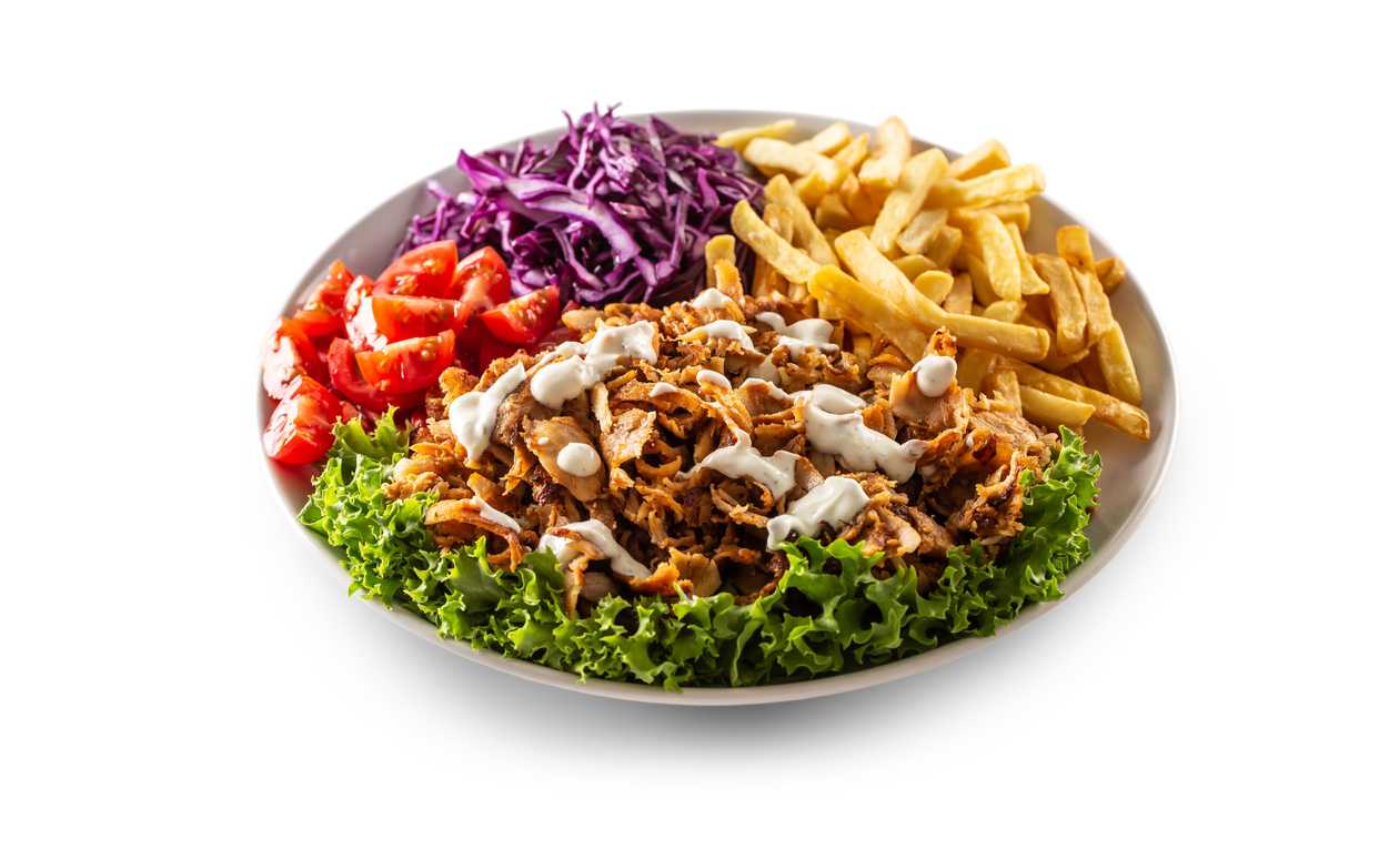 Kurací kebab na tanieri so zeleninou double