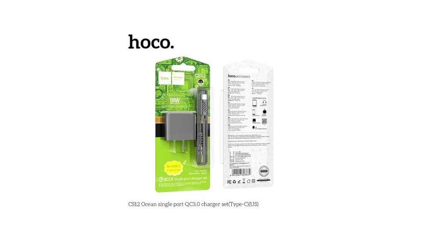 Hoco Cs12a Adaptor Type-c 18w Qara (dəst)