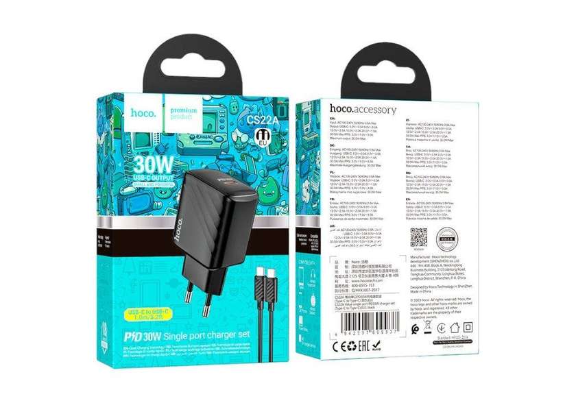 Hoco Cs22a Pd 30w Type-c Adaptor (Dəst)
