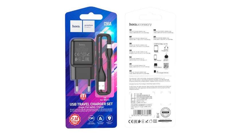 Hoco C96a 2,1a Type-c Adaptor (dəst)