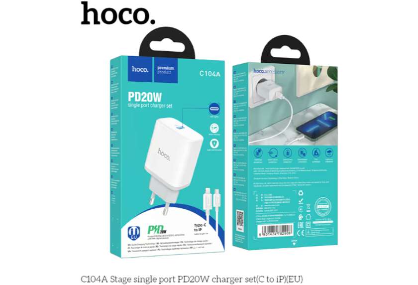 Hoco C104a Pd20w Type C to Lighting (dəst)