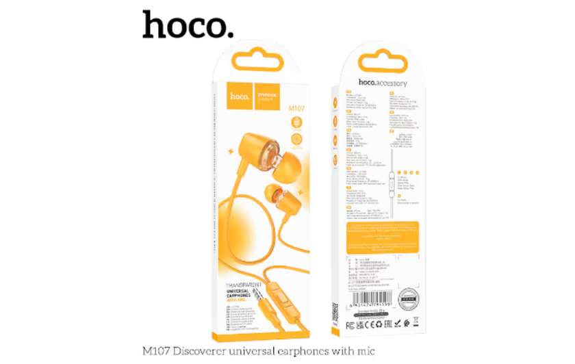Hoco M107 Sari (Simli Telefon Qulaqlıqı)