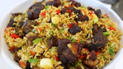 Fried Rice & Goat Meat Chops