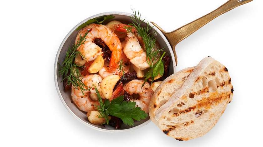 Prawn with garden herb butter