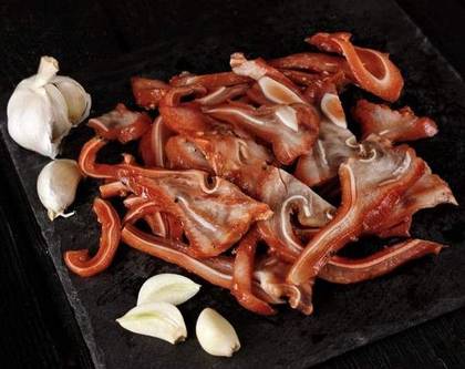 Smoked pork ears with garlic and pepper