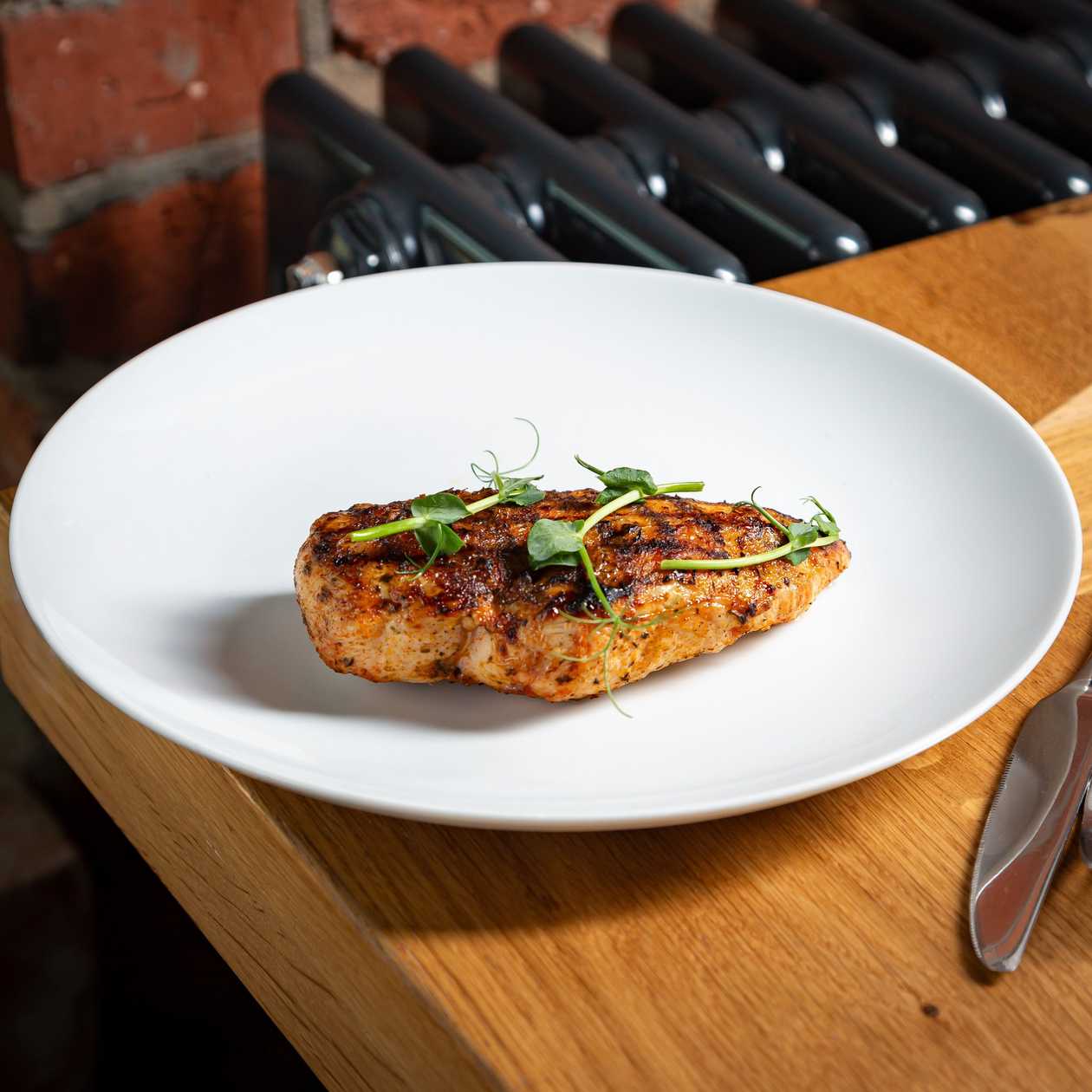 Grilled Chicken Breast with Spicy Spinach