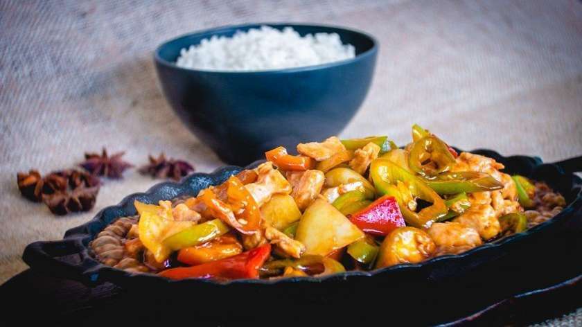Chicken breast with chili peppers