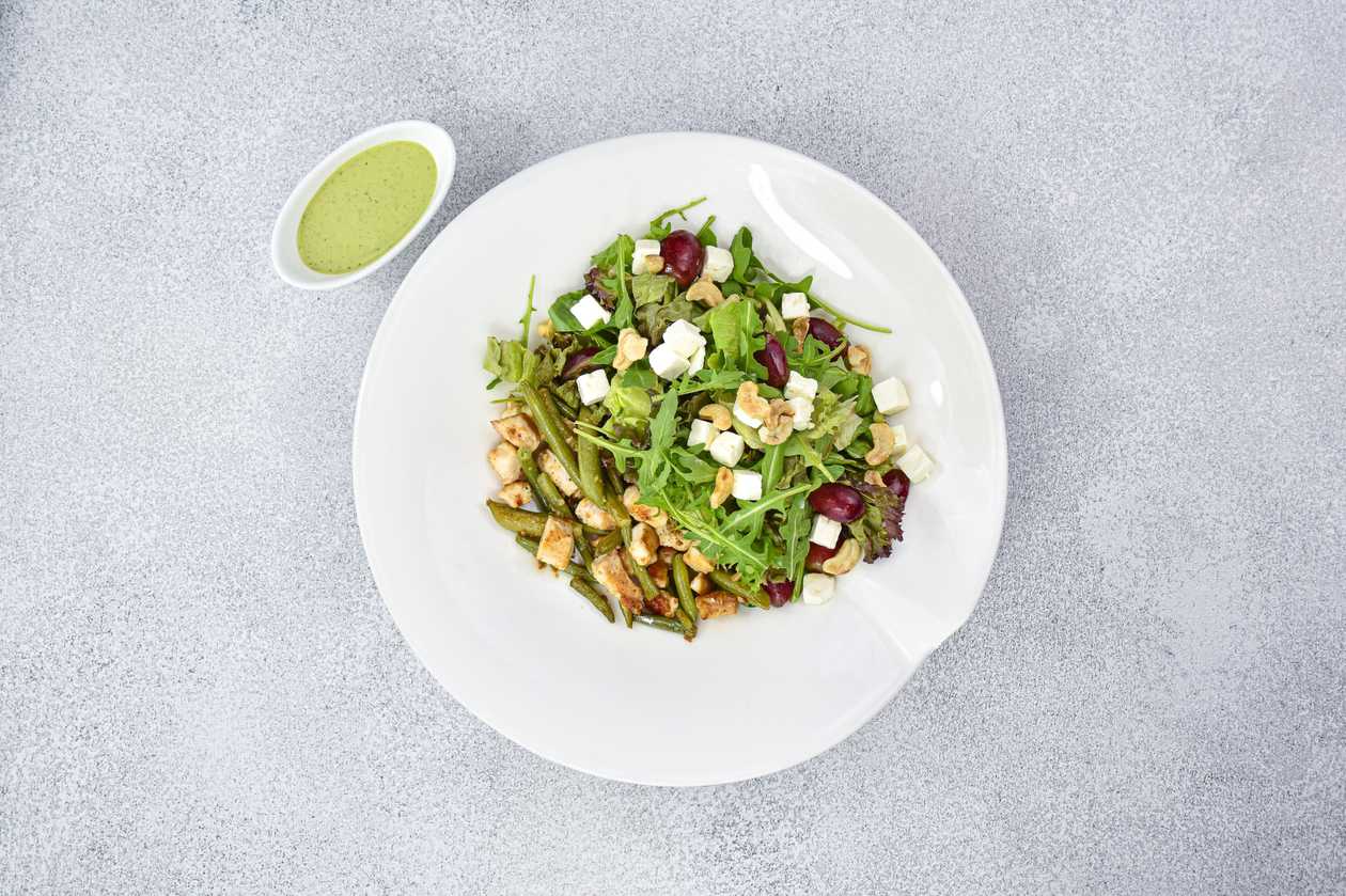 WOK-fried chicken and feta cheese