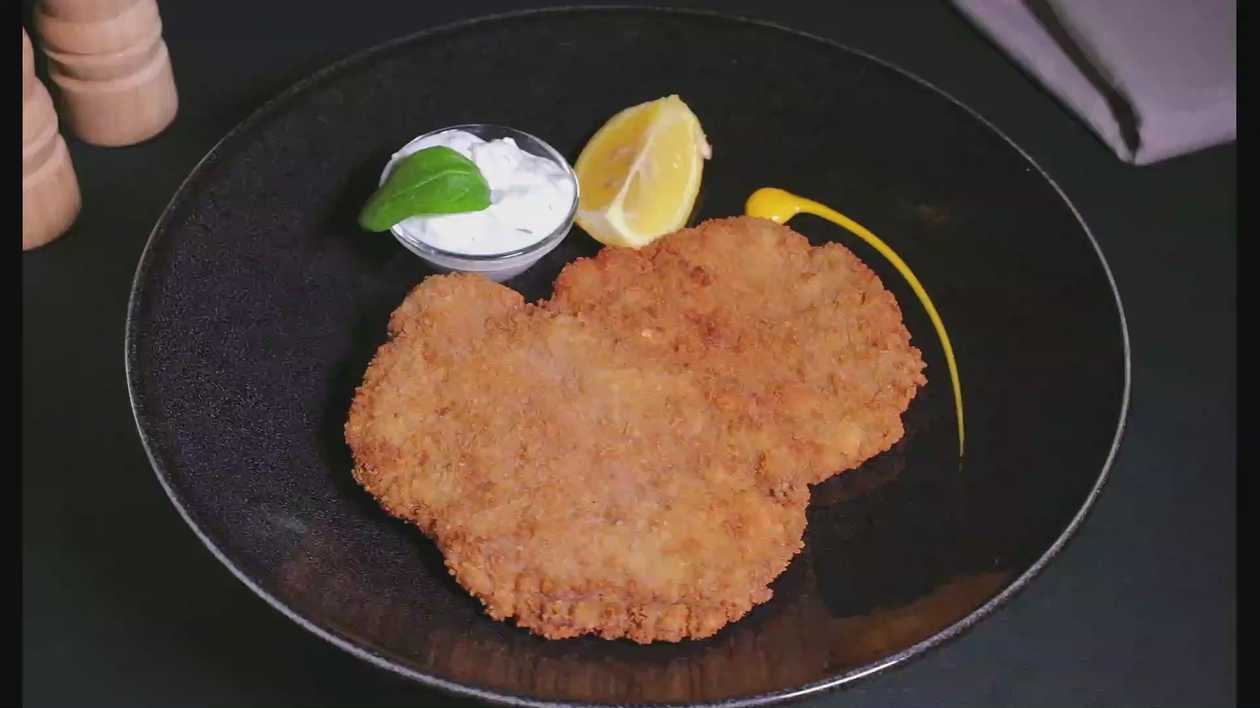 Breaded Beef Schnitzel with Yogurt Sauce