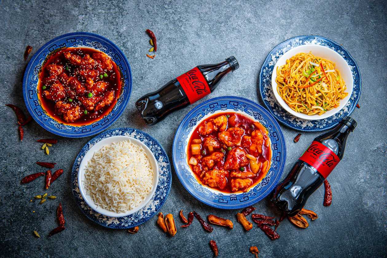 Steam Rice + Honey Chicken + Vegetable Noodles + Sweet and Sour Chicken+ 2 Regular Coca Cola