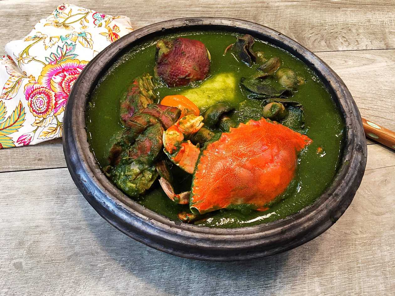 Green Soup, Mushroom, Snail, Salmon