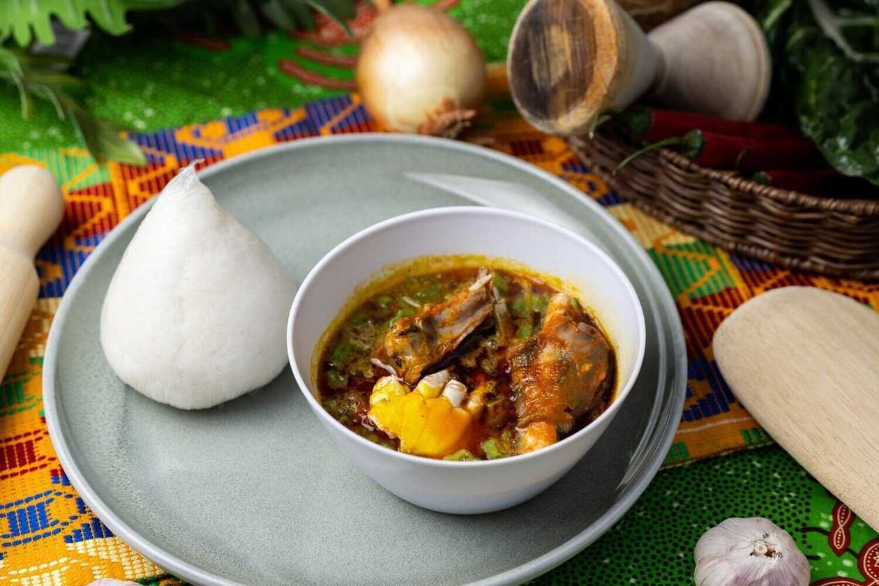 Assorted Okro Soup, Wele, Salmon, Herrings