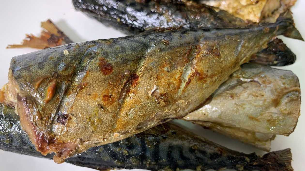 Grilled Salmon Served with Mashed Potato or French Fries and Curry Sauce