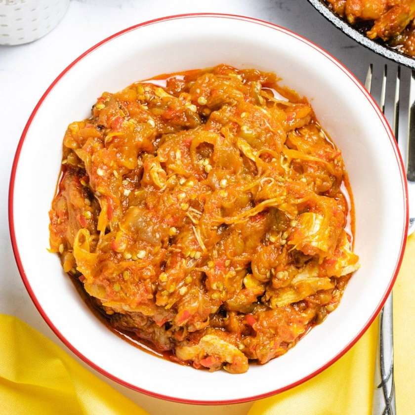 Garden Egg Stew, Salmon, Egg
