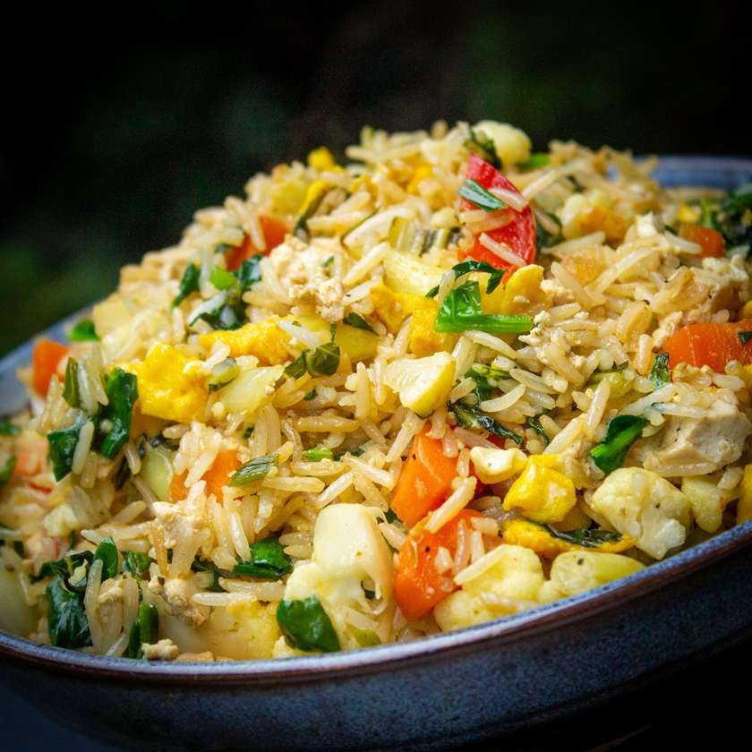Vegetable Rice, Mushroom, Plain Rice and Veg