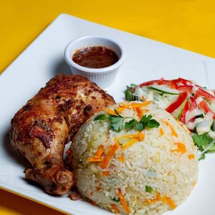Fried Rice with Chicken and Coleslaw