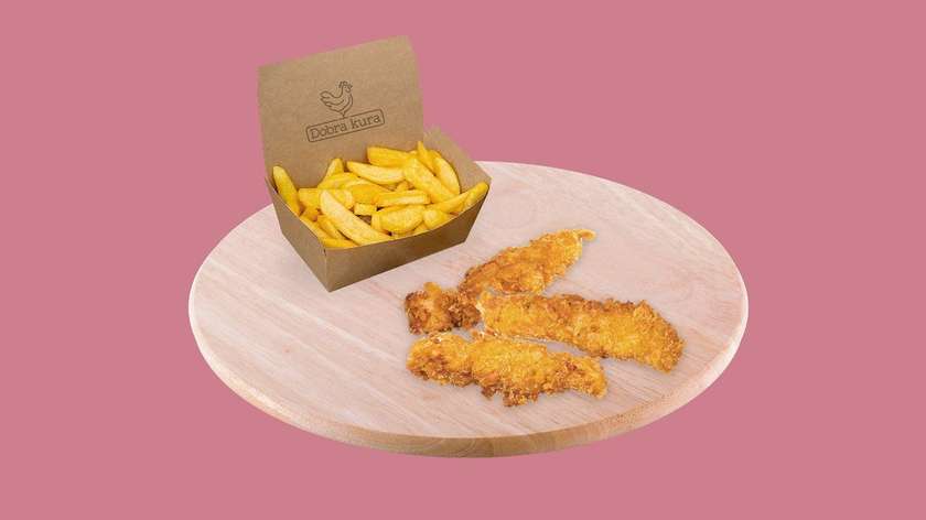 Zestaw 3 szt. stripsów + duże frytki