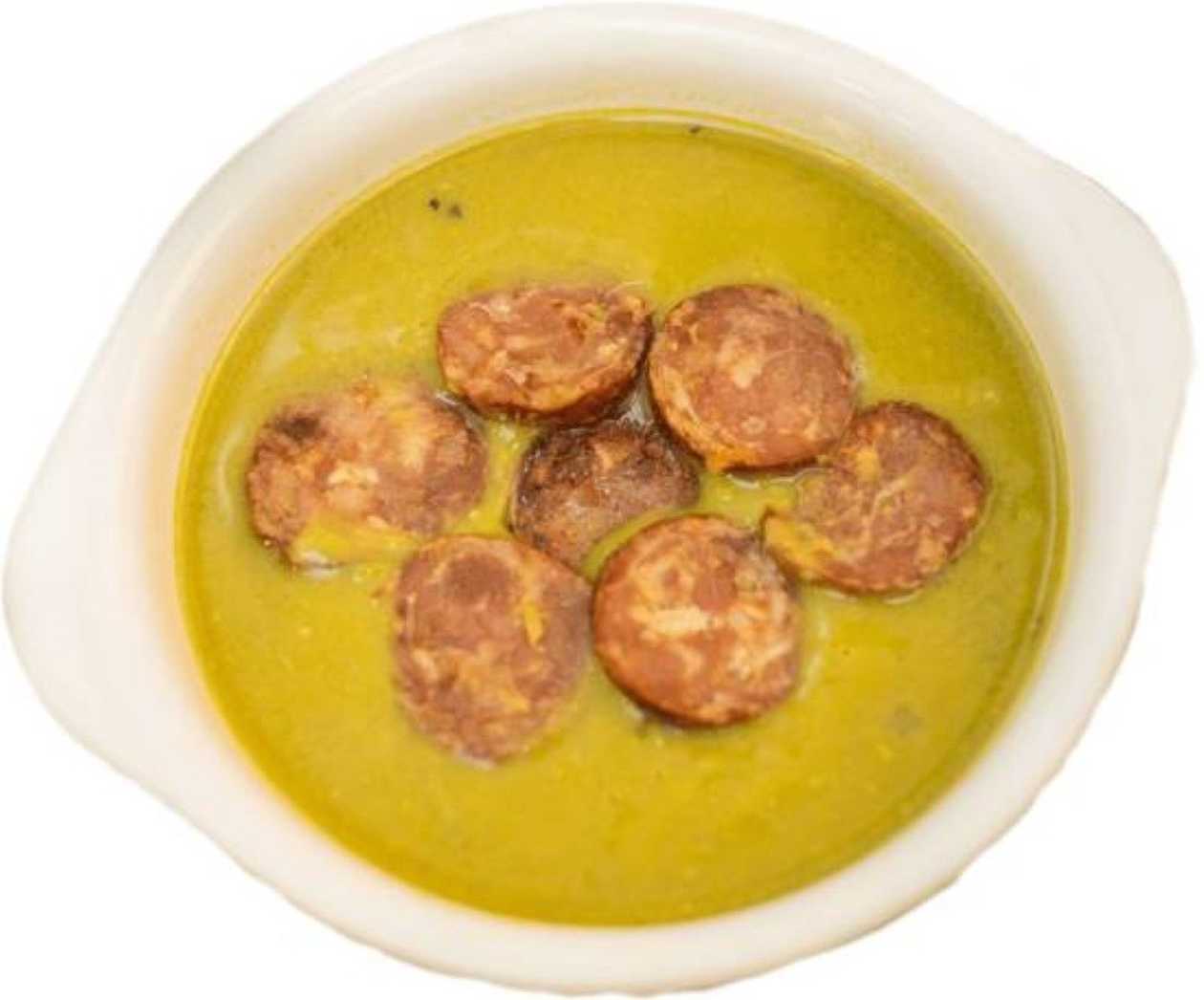 Caldo Cremoso de Ervilha com Calabresa